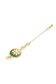 Gold Plated Turquoise Stone Crescent Maangtikka