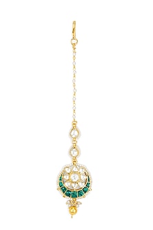 Gold Plated Turquoise Stone Crescent Maangtikka