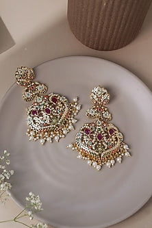 Gold Plated Multi-Colored Gem Stones Dangler Earring