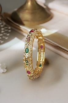 Gold Plated Jadau Bangles (Set Of 2)