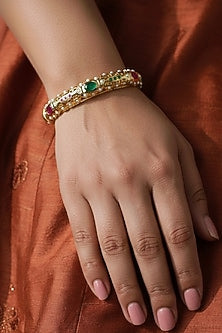 Gold Plated Jadau Bangles (Set Of 2)