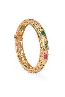 Gold Plated Jadau Bangles (Set Of 2)