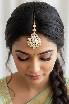 Two-Tone Plated Kundan Polki Maangtikka