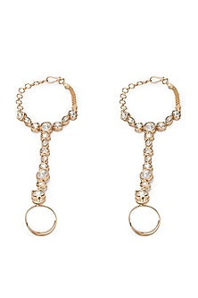 Gold Plated Kundan Polki Haathphools (Set Of 2)