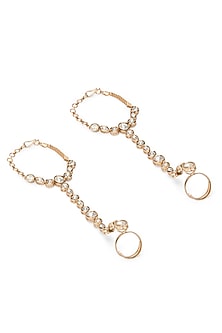 Gold Plated Kundan Polki Haathphools (Set Of 2)