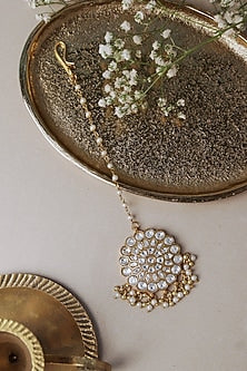 Gold Plated Kundan Polki Maangtikka