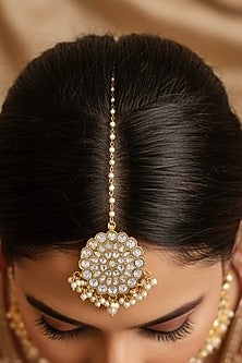 Gold Plated Kundan Polki Maangtikka