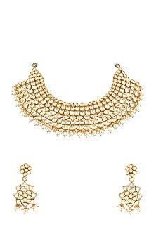 Gold Finish Bridal Choker Necklace Set