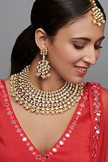 Gold Finish Bridal Choker Necklace Set