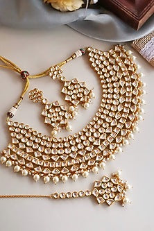 Gold Finish Bridal Choker Necklace Set