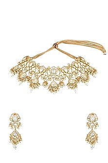 Gold Finish Fresh Water Pearl Necklace Set