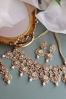 Gold Finish Fresh Water Pearl Necklace Set