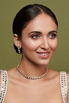 Gold Finish Kundan Polki Necklace Set