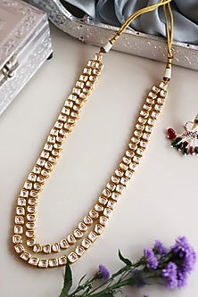 Gold Finish Kundan Polki Long Necklace