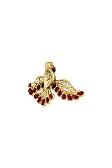 Gold Finish Semi Precious Stones Bridal Ring