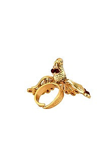 Gold Finish Semi Precious Stones Bridal Ring