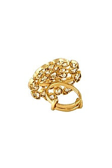 Gold Finish Kundan Polki & Semi Precious Stones Bridal Ring