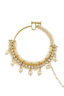 Gold Finish Pearl Bridal Nose Ring