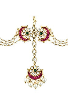 Gold Finish Kundan Polki Bridal Mathapathi