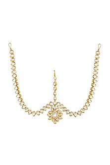 Gold Finish Kundan Polki Mathapathi