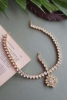 Gold Finish Kundan Polki Mathapathi