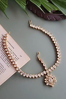 Gold Finish Kundan Polki Mathapathi