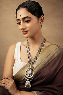 Silver Finish Semi-Precious Stone Long Necklace