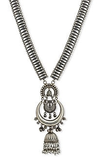 Silver Finish Semi-Precious Stone Long Necklace