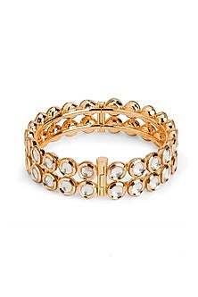 Gold Plated Kundan Polki & Semi-Precious Stone Halo Bangle