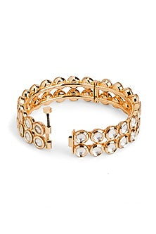Gold Plated Kundan Polki & Semi-Precious Stone Halo Bangle