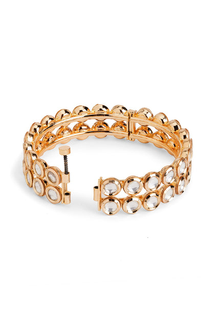 Gold Plated Kundan Polki & Semi-Precious Stone Halo Bangle