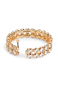 Gold Plated Kundan Polki & Semi-Precious Stone Halo Bangle