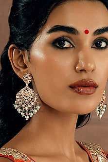 Gold Plated Kundan Polki Chandbali Earrings