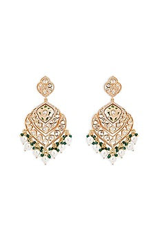 Gold Plated Kundan Polki Chandbali Earrings