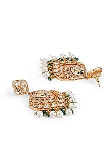 Gold Plated Kundan Polki Chandbali Earrings