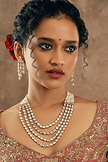 Gold Plated Kundan Polki Necklace Set