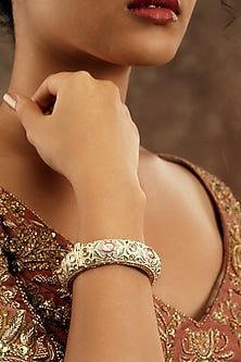 Gold Plated Semi-Precious Stone Hand Painted Enameled Bangle