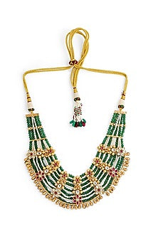Gold Plated Gemstone & Motifs Garland Necklace Set