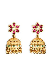 Gold Plated Gemstone & Motifs Garland Necklace Set