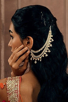 Gold Plated Pearl Layered Ear Chain