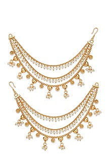 Gold Plated Pearl Layered Ear Chain