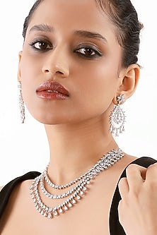 Silver Finish Cubic Zirconia Necklace Set