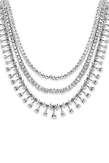 Silver Finish Cubic Zirconia Necklace Set