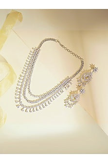 Silver Finish Cubic Zirconia Necklace Set