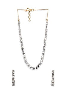 Silver Finish Cubic Zirconia Choker Necklace Set