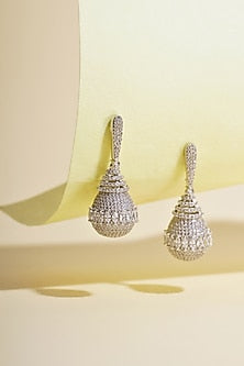 Silver Finish Cubic Zirconia Earrings