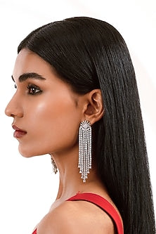 Silver Finish Cubic Zirconia Dangler Earrings