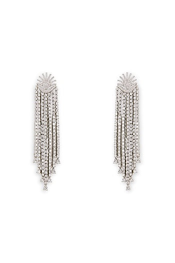 Silver Finish Cubic Zirconia Dangler Earrings