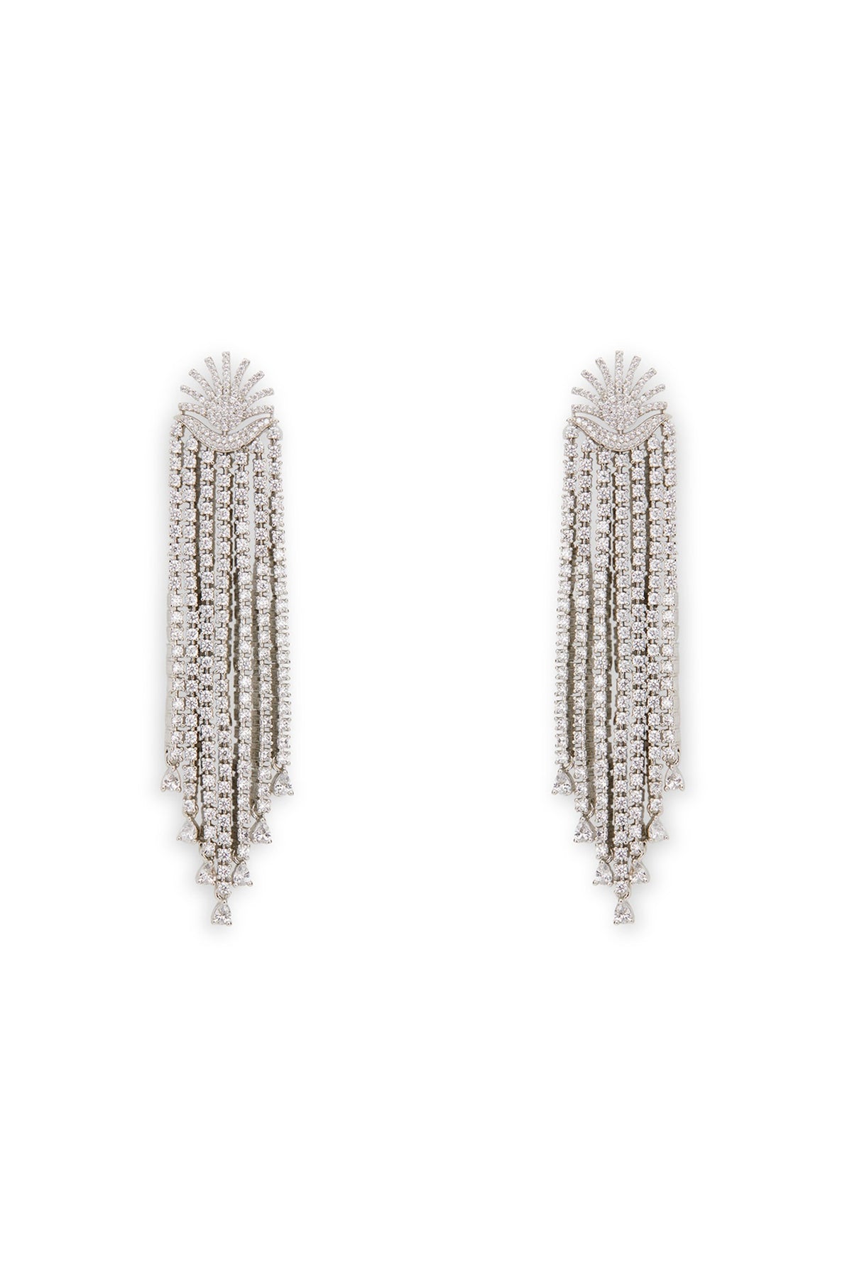 Silver Finish Cubic Zirconia Dangler Earrings