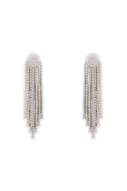 Silver Finish Cubic Zirconia Dangler Earrings